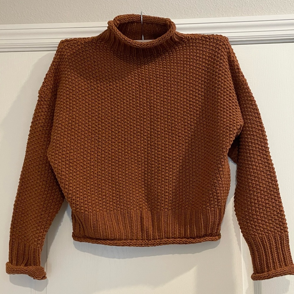 Tenley structured Turtleneck chunky knit Sweater, Color: Cinnamon NWT - Picture 5 of 6